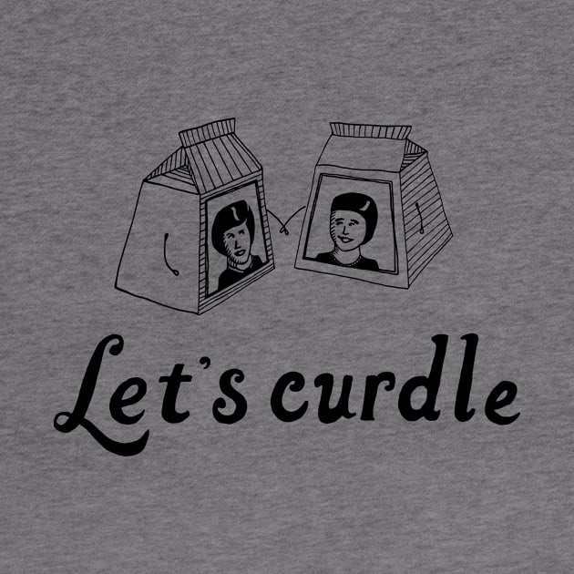 Let's Curdle Cuddling Milk Cartons - Line Drawing by studiogooz